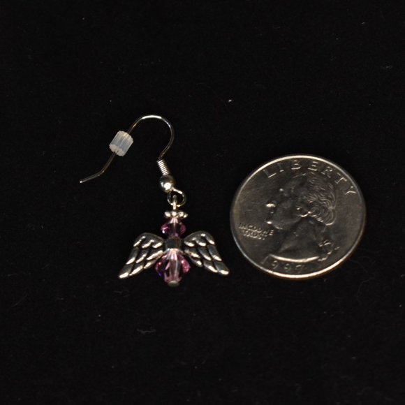 🔥 3/$15 NWT Handmade Pink and Silver Angel Earrings - Picture 7 of 7